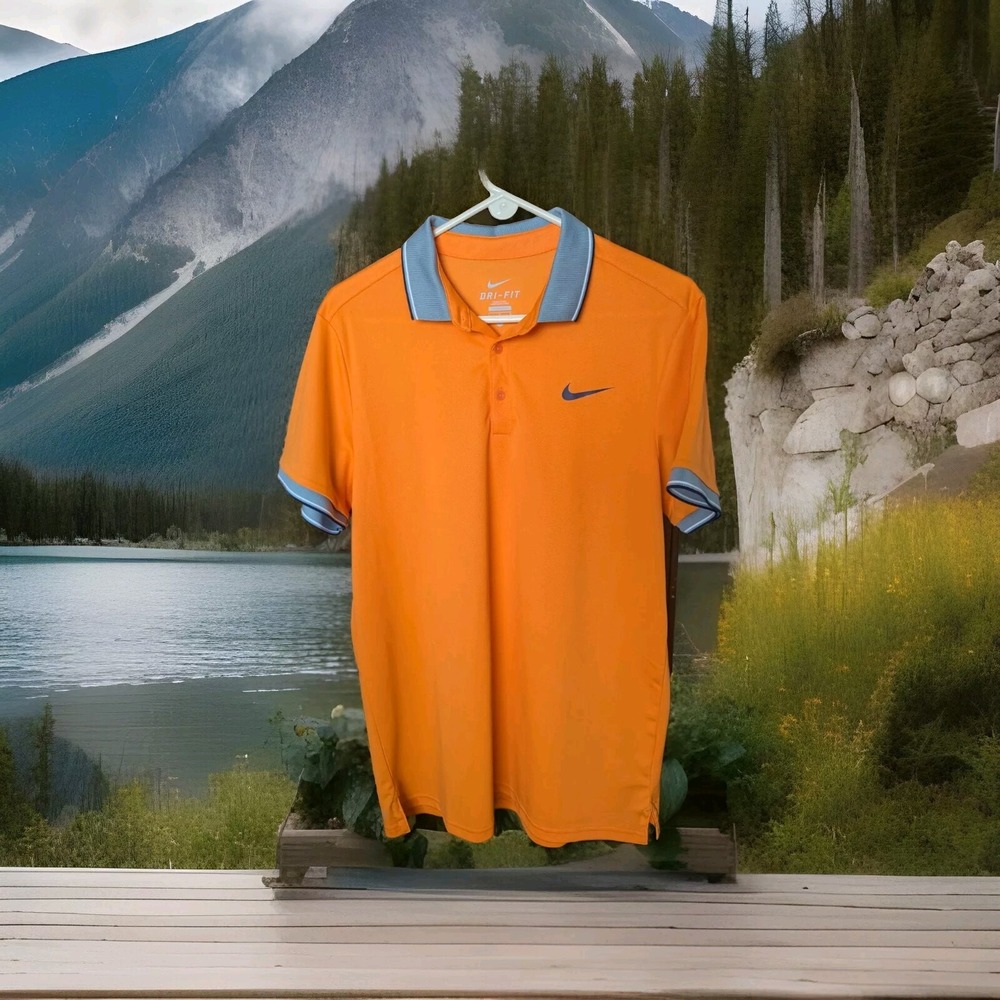 NikeDri Fit Exc Golf Polo‎ Shirt Men's Size Large Orange And Gray